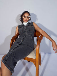Pakaian baju tanpa lengan sassafras denim