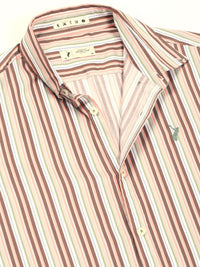 Thomas Scott Men Premium Spread Collar Multi Striped Cotton Slim Fit Casual Shirt