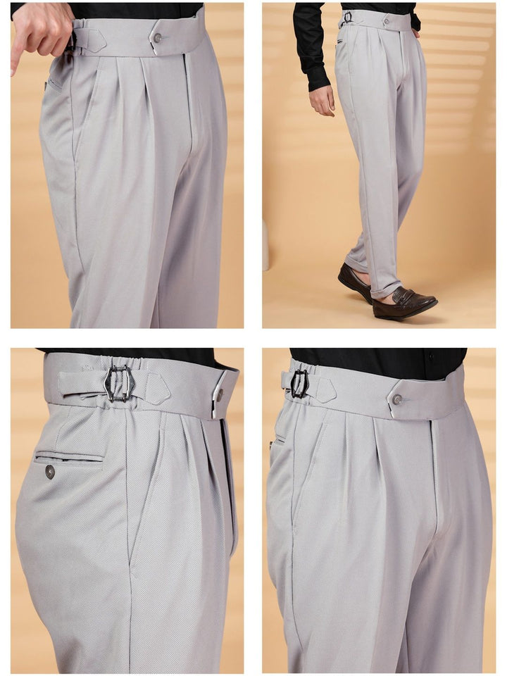 KLOTTHE Men Grey Lycra Formal Formal Trousers