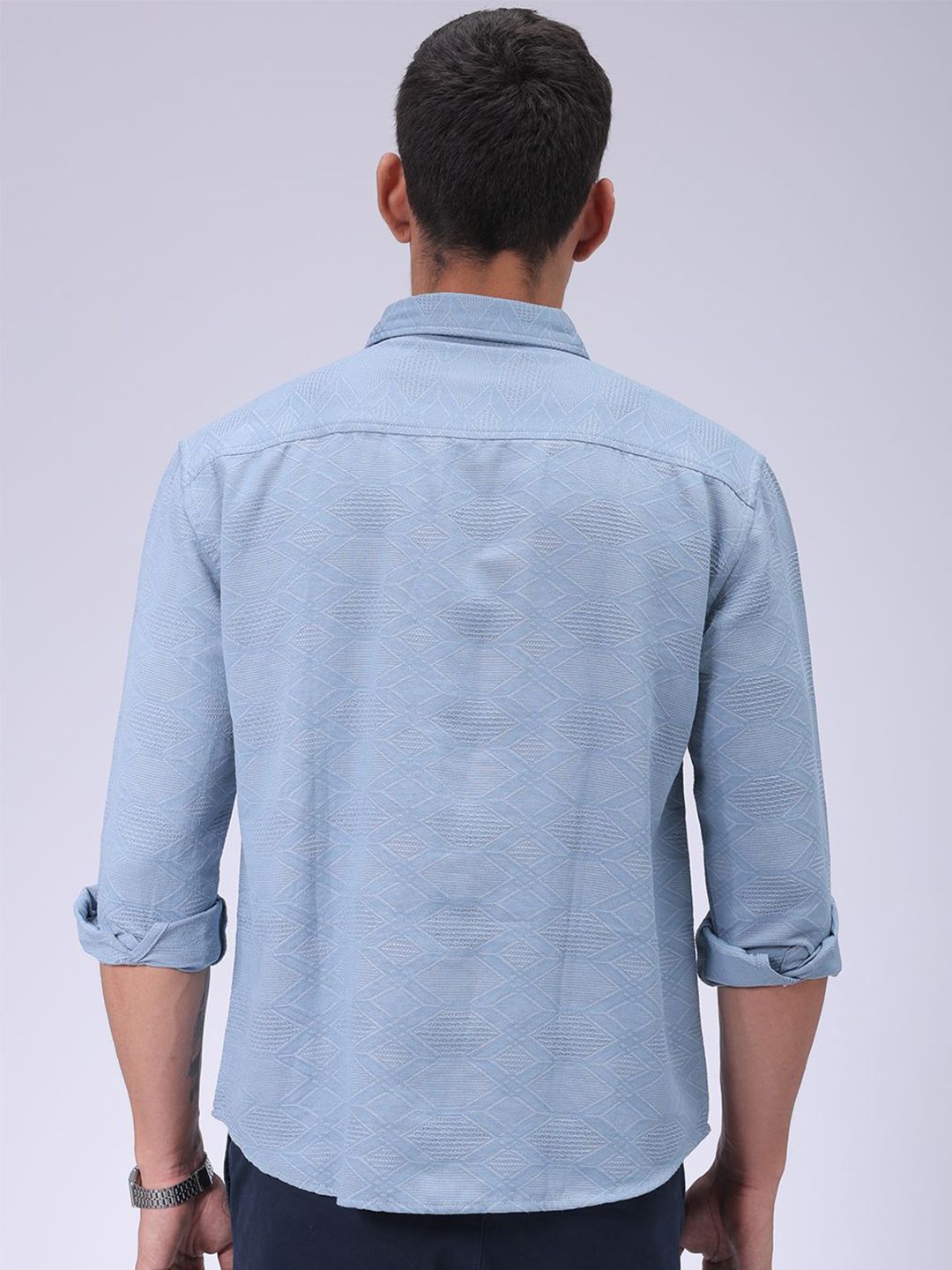 The Indian Garage Co Men Relaxed Fit Dobby Textured Resortwear Shirt