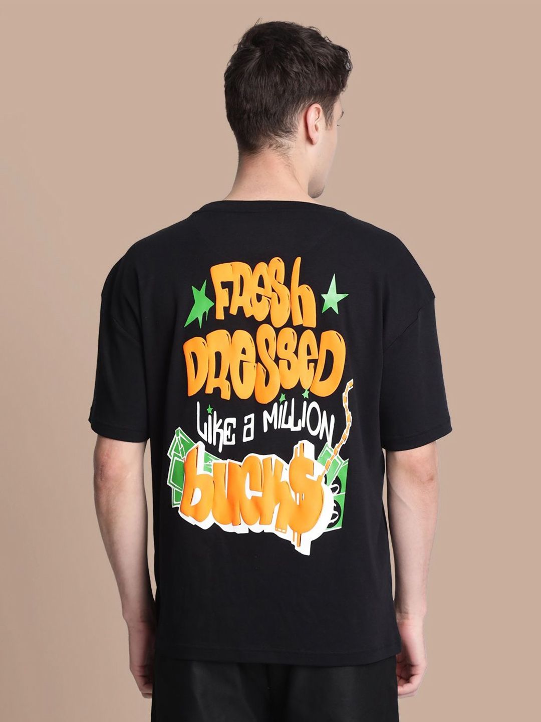 Bene Kleed Men Typography Printed Drop-Shoulder Sleeves T-shirt