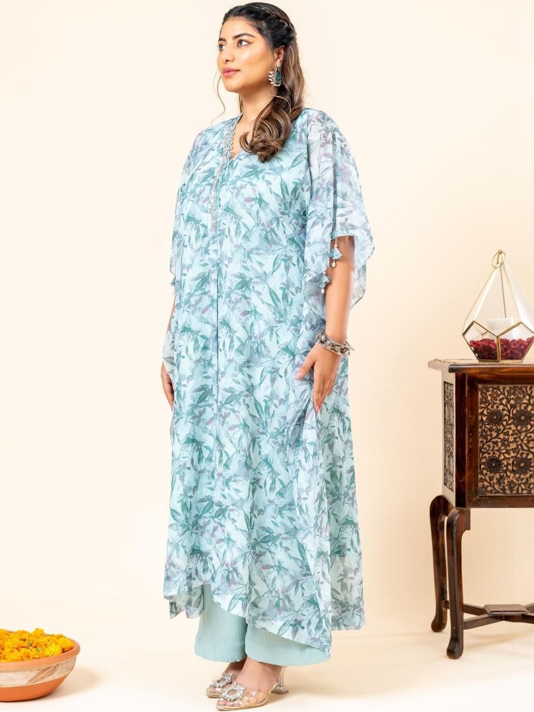 Set Co-Ords Kaftan & Seluar Bercetak Mamicha
