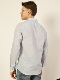 Thomas Scott Men Checked Linen Blend Slim Fit Casual Shirt
