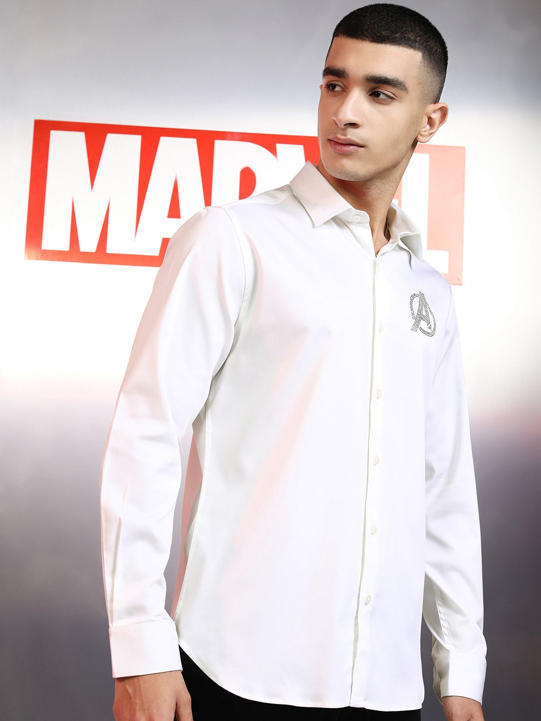 HIGHLANDER Marvel Avengers Men Premium Satin Embellished Occasion Evening Party Shirt
