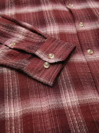 VASTRADO Men Classic Spread Collar Checked Cotton Slim Fit Casual Shirt