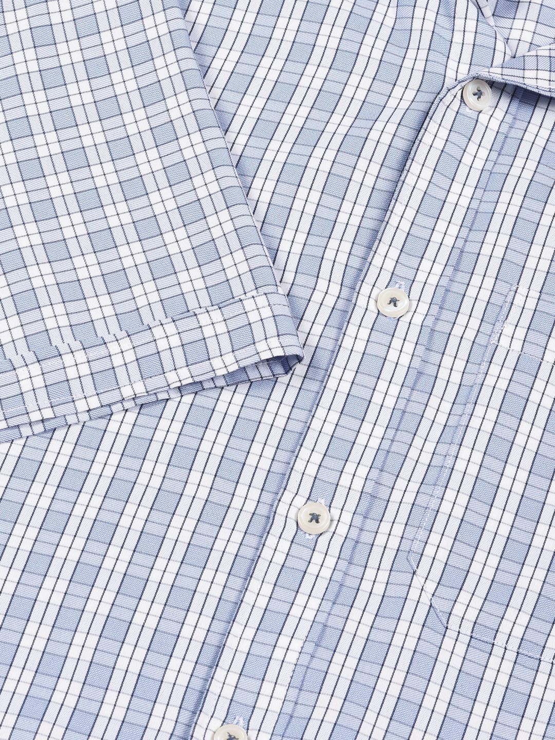 Thomas Scott Men Smart Spread Collar Tartan Checked Cotton Formal Shirt