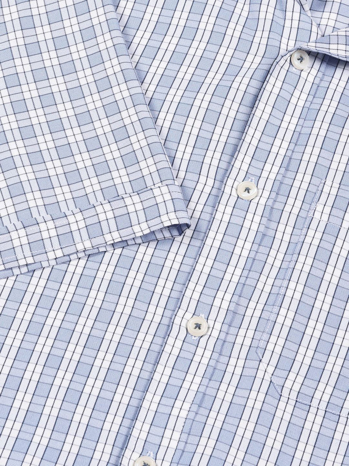 Thomas Scott Men Smart Spread Collar Tartan Checked Cotton Formal Shirt