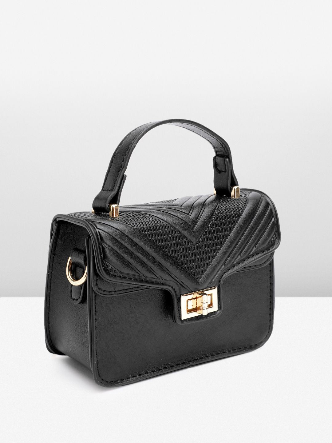 DressBerry Textured Structured Satchel Bag