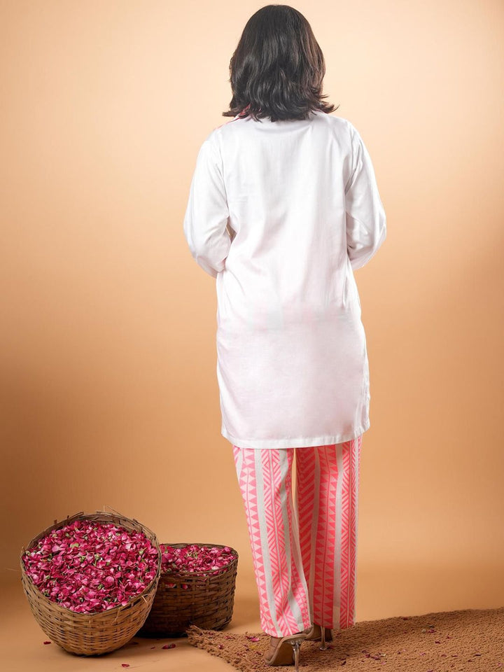 Tunik Leher Kolar Baju Bercetak Mamicha Dengan Palazzo Co-Ords