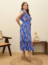 SASSAFRAS Floral Print Georgette Fit & Flare Madi Dress