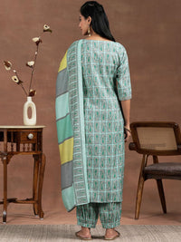 Libas Paisley Printed Thread Work Straight Kurta with Salwar & Dupatta