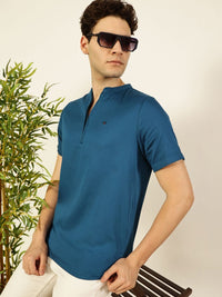 Thomas Scott Men Solid Mandarin Collar Cotton T-Shirt