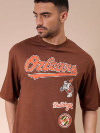 The Indian Garage Co Men Typography Printed Round Neck Cotton Oversized T-shirt
