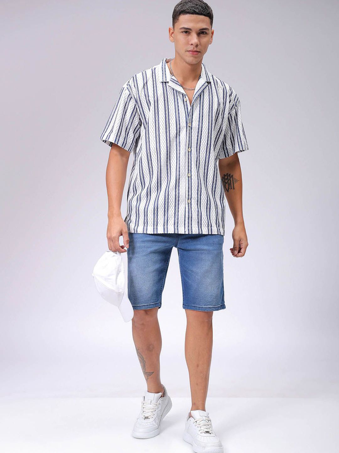 The Indian Garage Co Men Relaxed Fit Striped Textured Resortwear Shirt