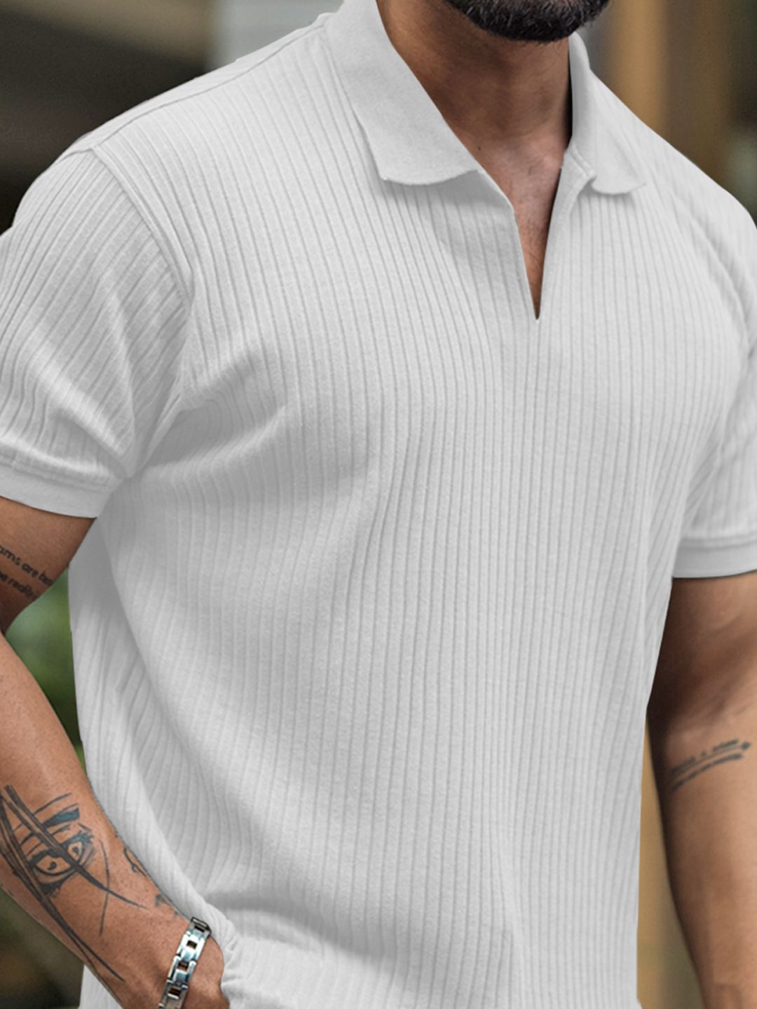 Powerlook Men Self Design Polo Collar Cotton T-shirt