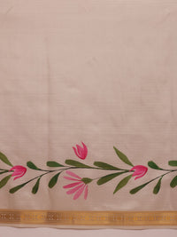 Silk Land Onam Special Floral Printed Kasavu Silk Saree