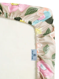 KLOTTHE Beige & Pink Floral Printed Fitted 300 TC King 7D Bedsheet With 2 Pillow Cover
