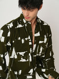 VASTRADO Men Classic Spread Collar Abstract Printed Cotton Slim Fit Casual Shirt