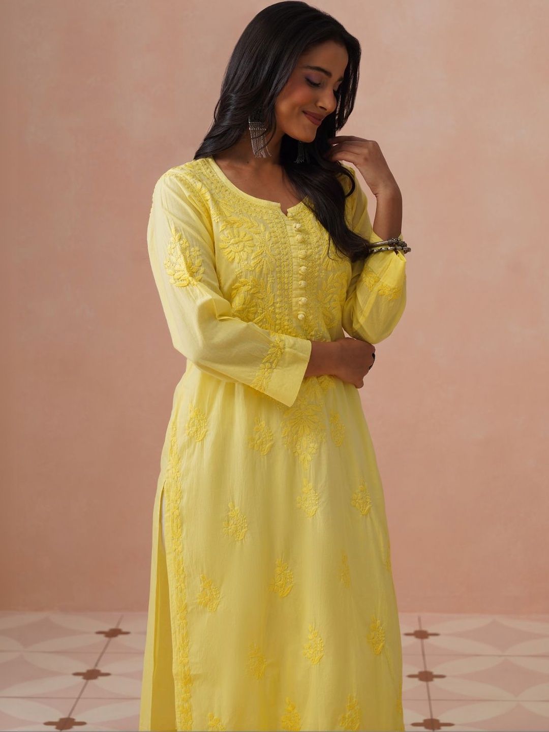 House of Chikankari Women Ethnic Motifs Embroidered Thread Work Kurta