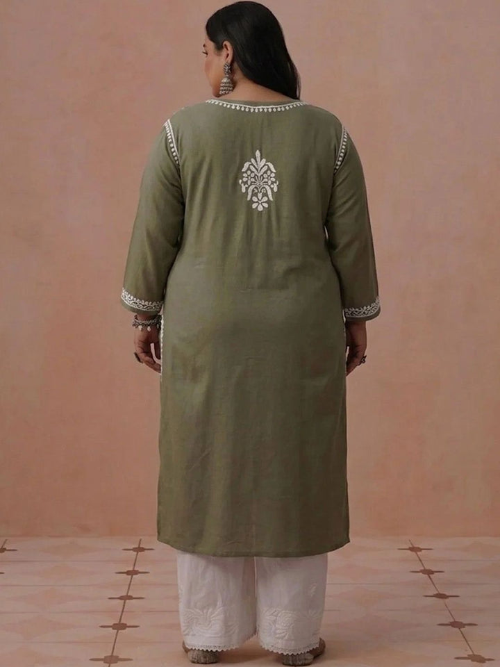 Rumah Wanita Chikankari Kurta Chikankari Sulaman Bunga