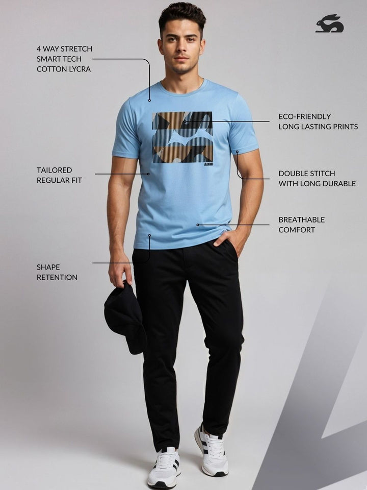 ADRO Abstrak Printed Lengan Pendek Kapas T-shirt Regular Fit