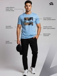 ADRO Abstrak Printed Lengan Pendek Kapas T-shirt Regular Fit