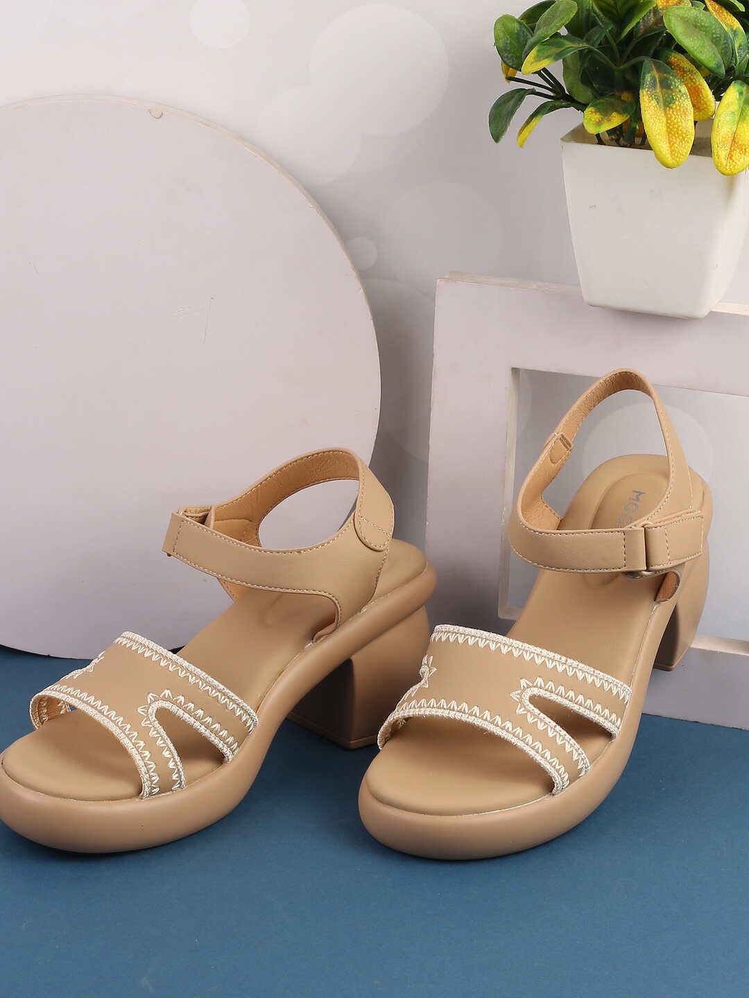Mochi Embellished Block Sandals