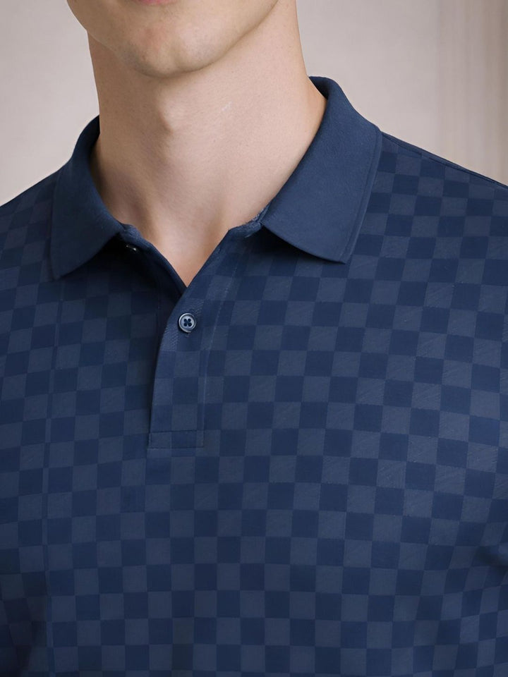 ADRO Men Checked Polo Collar T-shirt