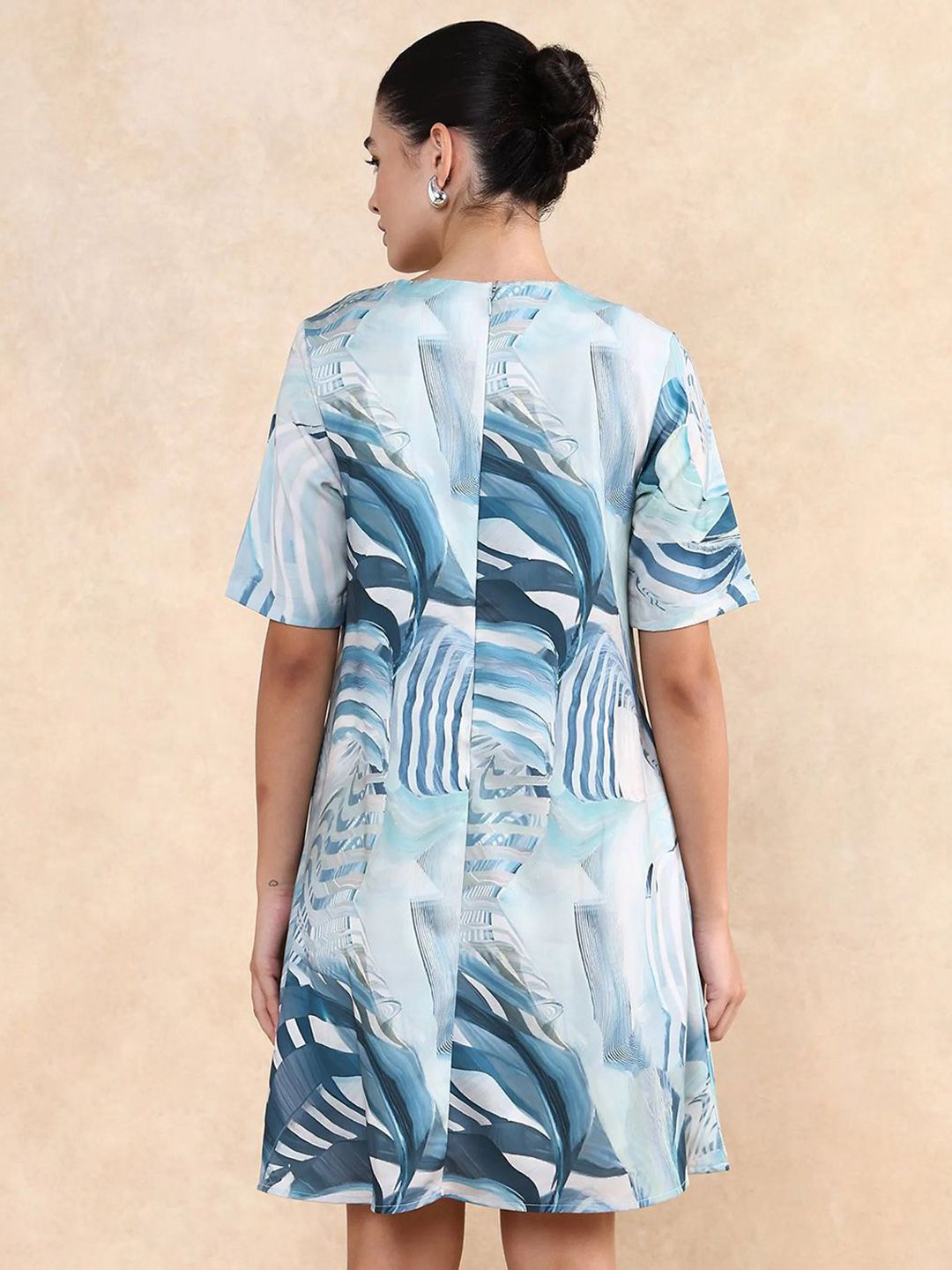 Rareism Women Abstract Printed A-Line Mini Dress
