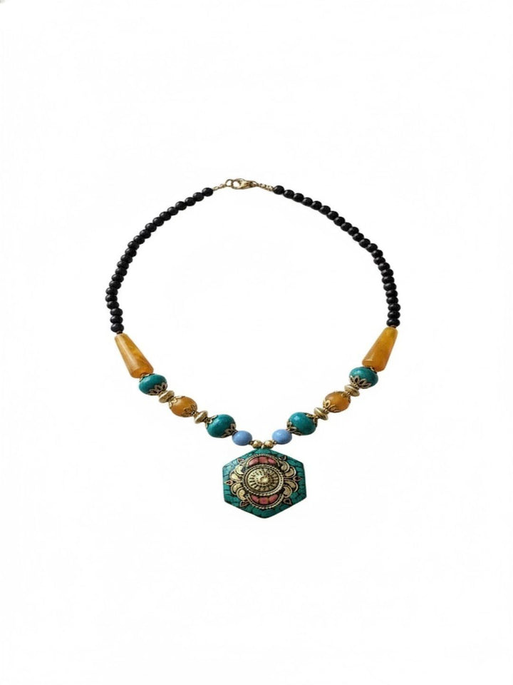 PANASH Gold-Plated Artificial Beaded Antique Necklace