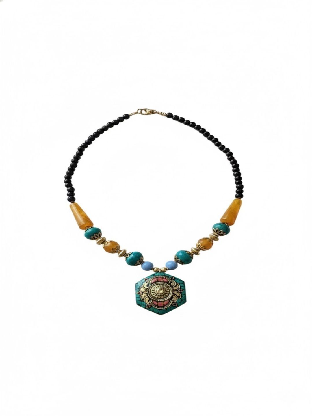 PANASH Gold-Plated Artificial Beaded Antique Necklace