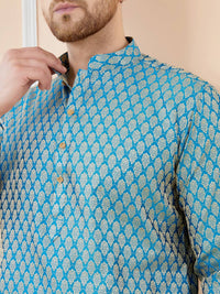 See Designs Ethnic Motifs Woven Design Mandarin Collar Straight Kurta With Pyjamas