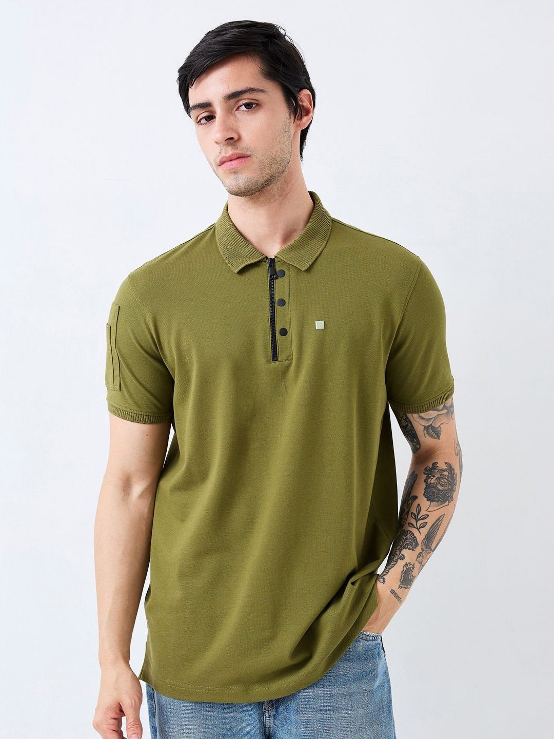 SPYKAR Men Solid Polo Collar Cotton Slim Fit T-shirt