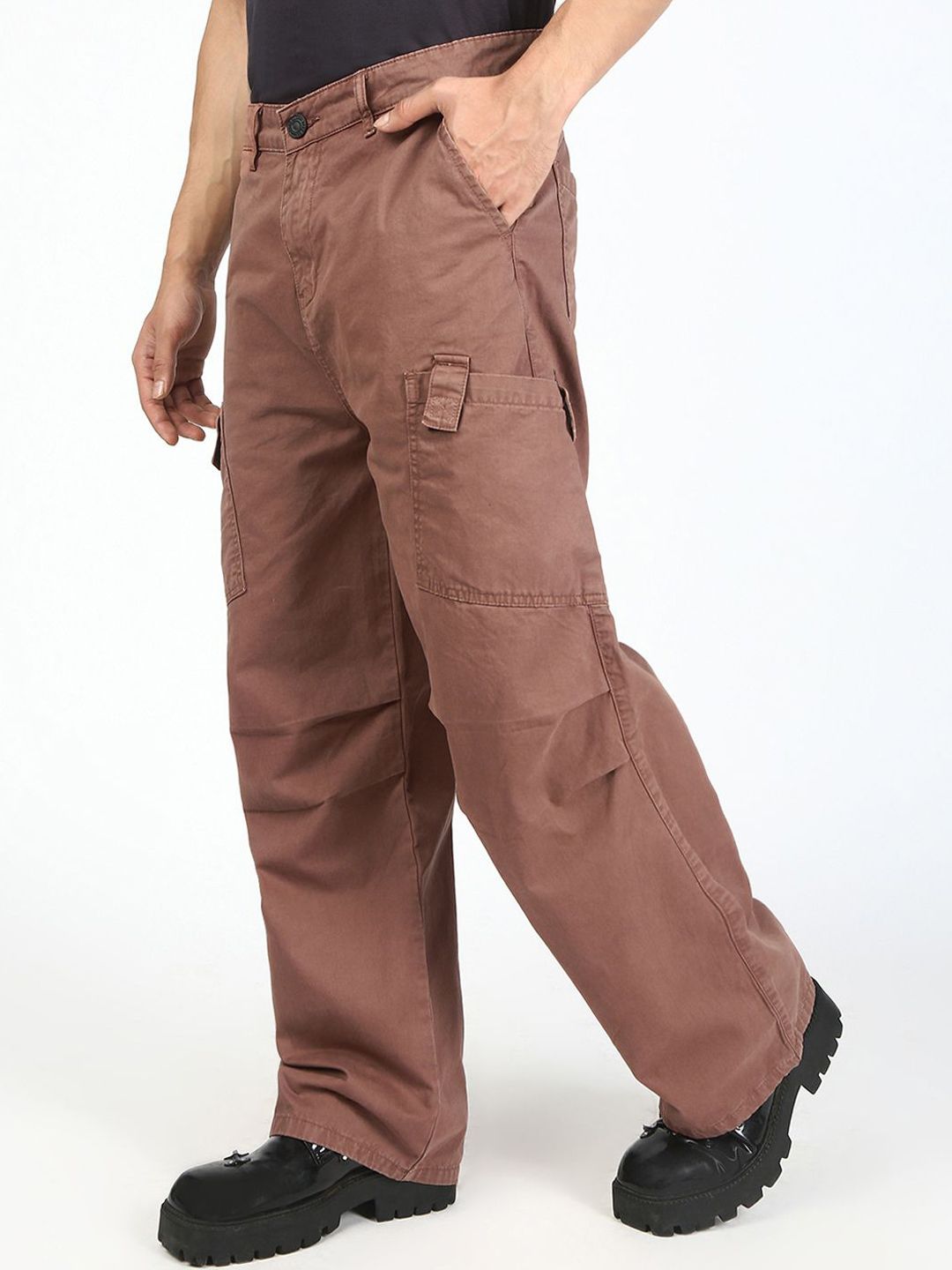 Bene Kleed Men Cotton Baggy Fit Mid-Rise Pleated Cargos Trousers