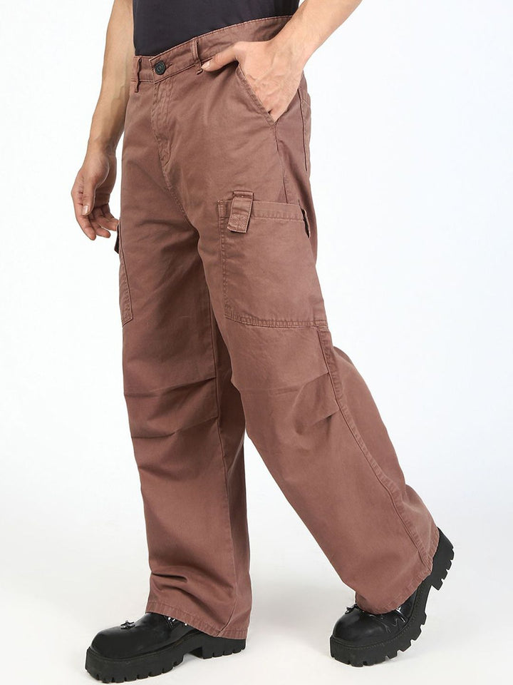 Bene Kleed Men Cotton Baggy Fit Mid-Rise Pleated Cargos Trousers