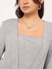 DressBerry Misty Haze Cardigan-Inspired Paneled Knit Top