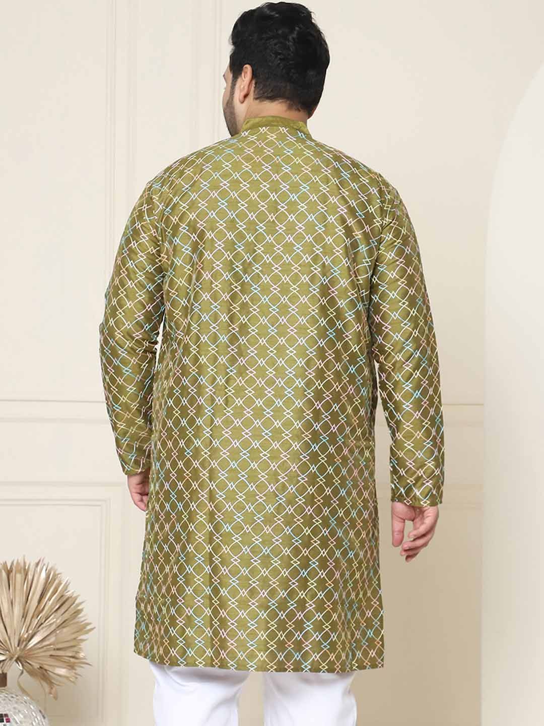 SOJANYA PLUS Size Geometric Printed Band Collar Straight Kurta