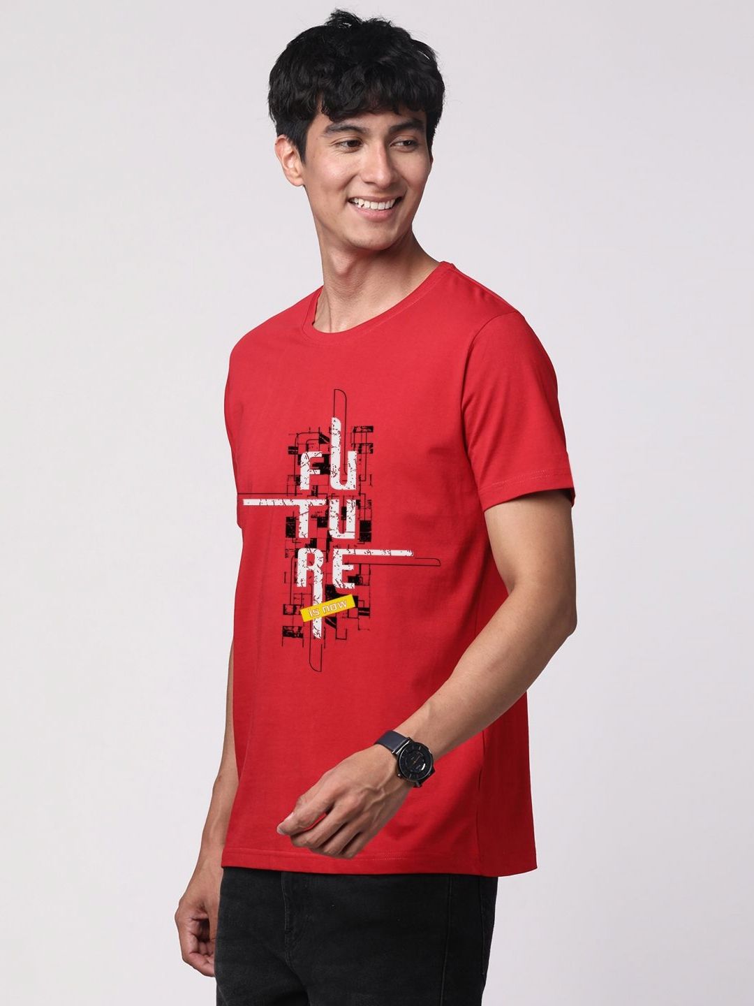 ADRO Men Graphic Printed Round Neck Cotton T-shirt