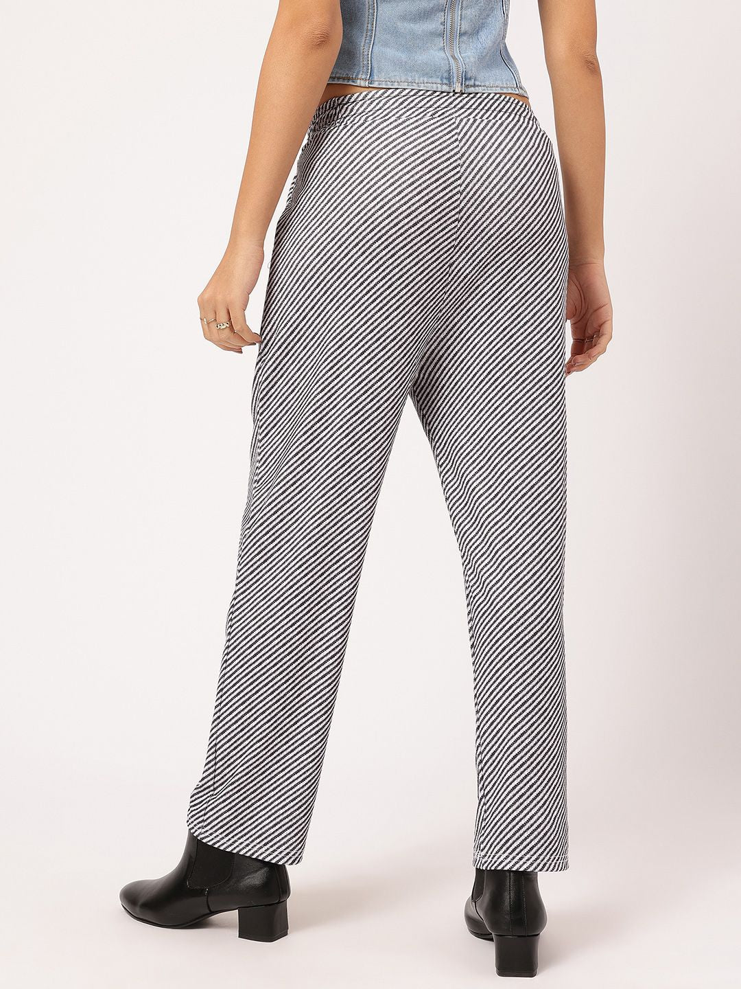 DressBerry Women Stripe Strike Monochrome Trousers