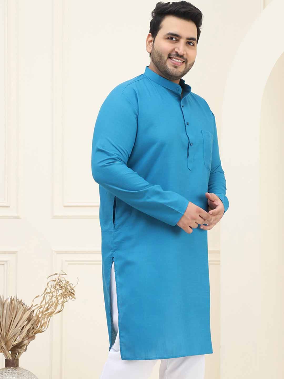 SOJANYA PLUS Mandarin Collar Regular Cotton Straight Kurta