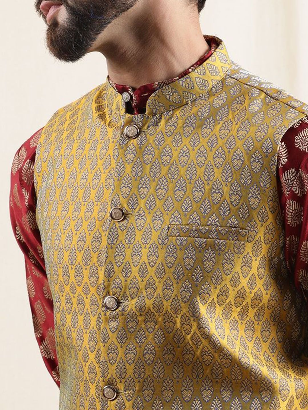 Anouk Men Ethnic Motifs Printed Kurta with Trousers & Nehru Jacket