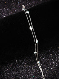 PANASH 925 Sterling Silver Rhodium-Plated Stone Studded Evil Eyes Multistrand Bracelet