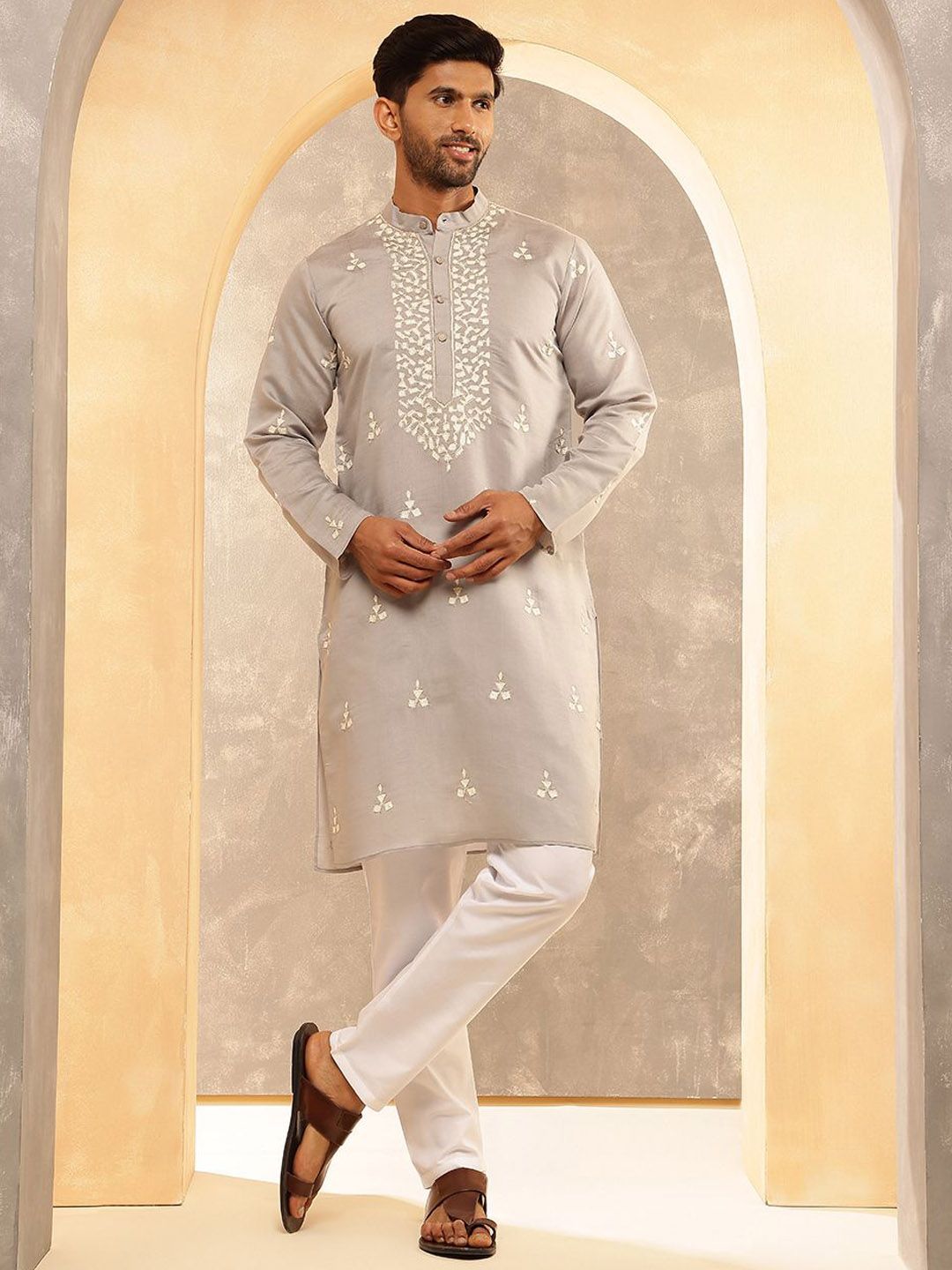 Anouk Men Embroidered Regular Kurta with Pyjamas