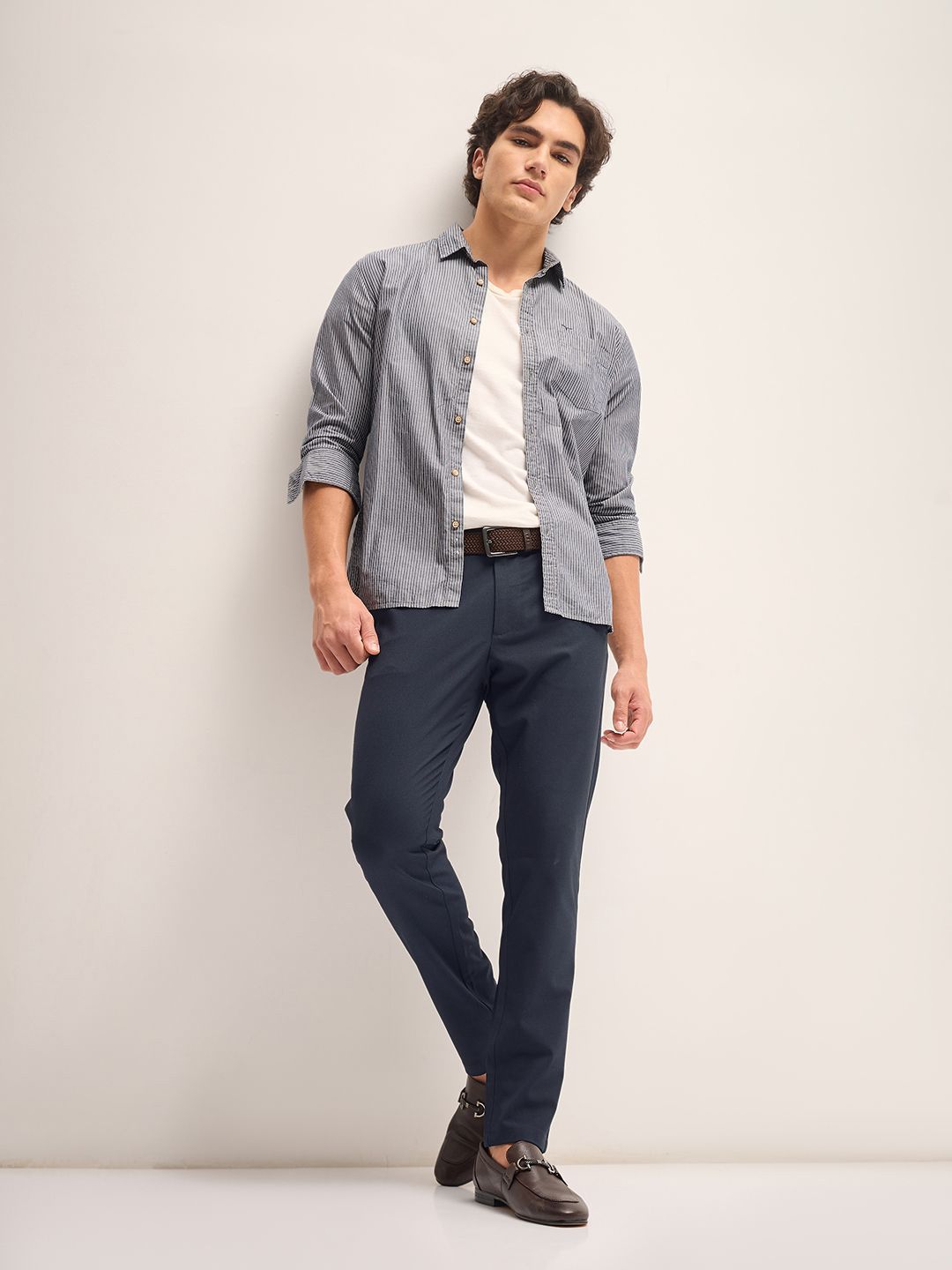 THE BEAR HOUSE Men Mid-Rise Slim Fit Formal Trousers