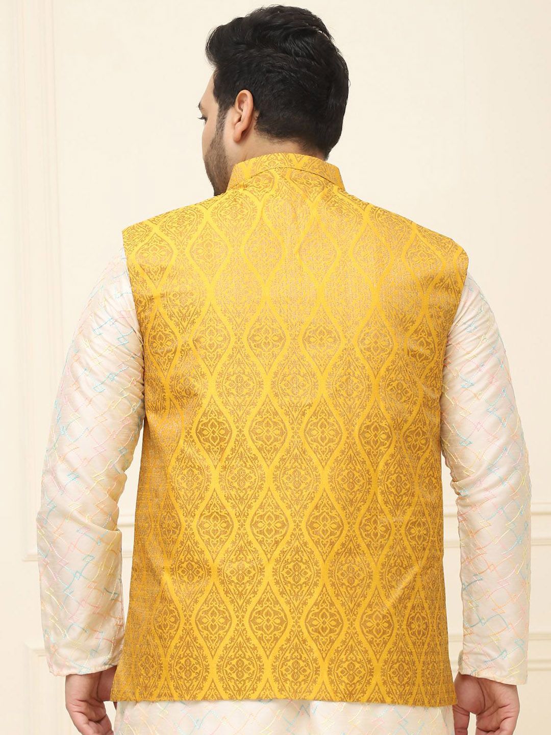 SOJANYA PLUS Men Plus Size Printed Mandarin Collar Nehru Jacket