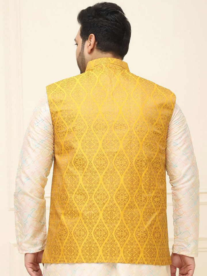 SOJANYA PLUS Lelaki Plus Size Printed Mandarin Collar Nehru Jaket