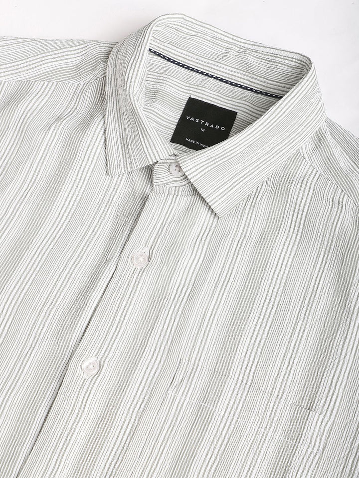 VASTRADO Men Classic Spread Collar Multi Striped Slim Fit Casual Shirt