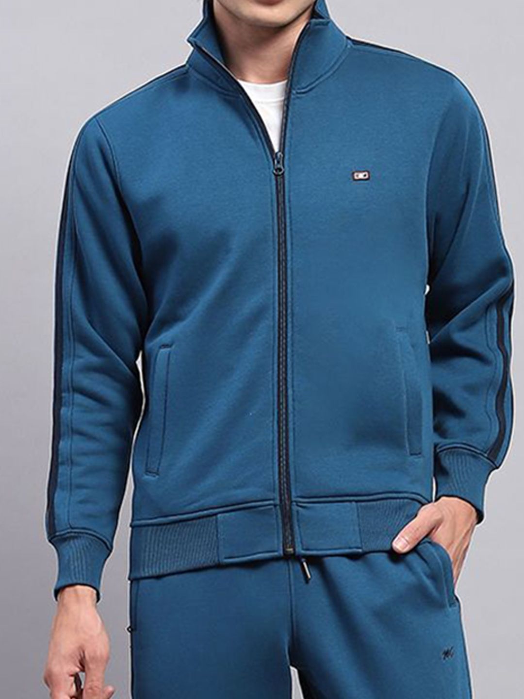 Monte Carlo Men Solid Mock Neck Full Sleeve Track Suit