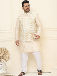 SOJANYA PLUS Men Plus Size Embroidered Mandarin Collar Nehru Jacket