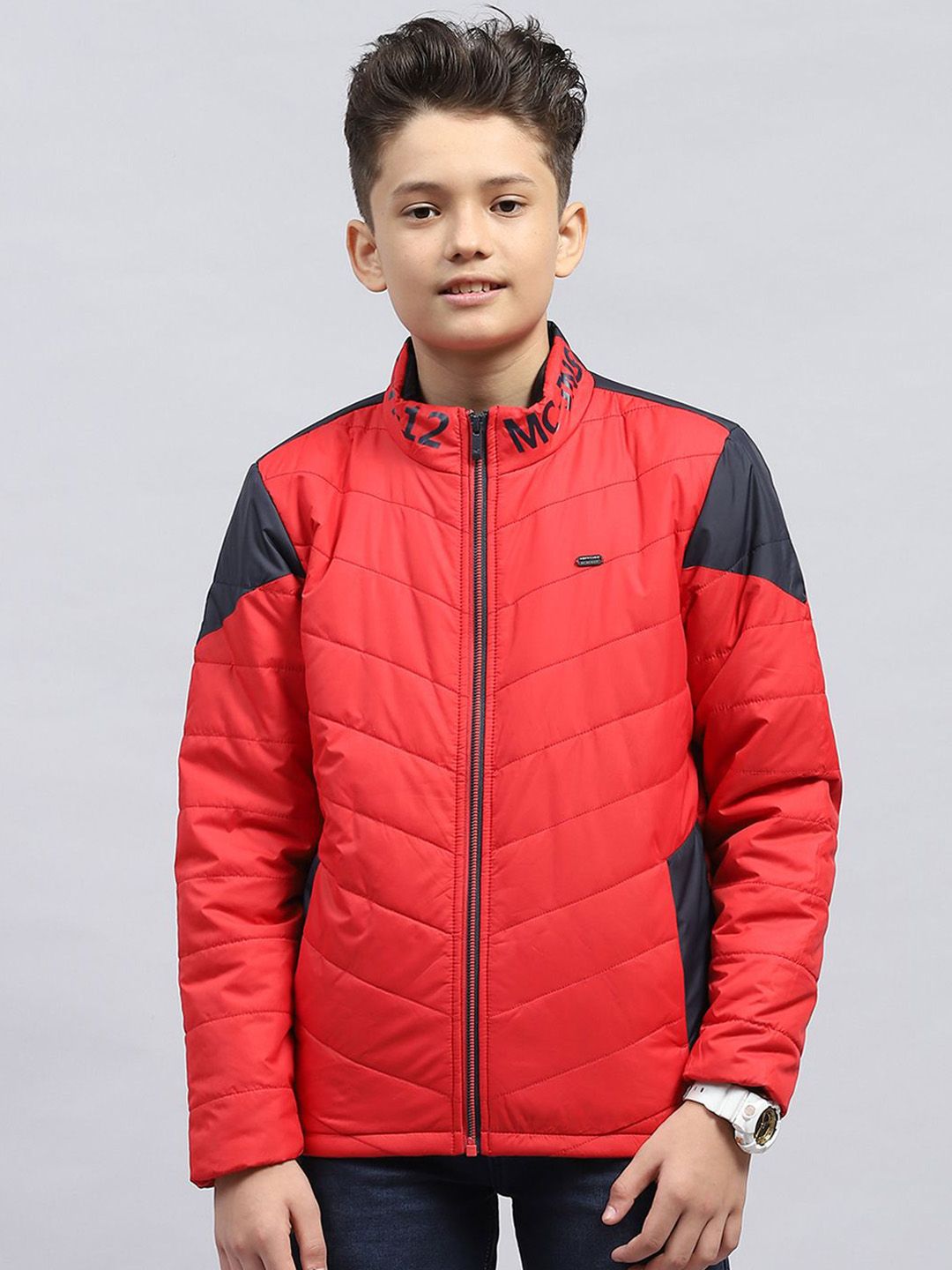 Monte Carlo Boys Mock Collar Colourblocked Casual Padded Jacket